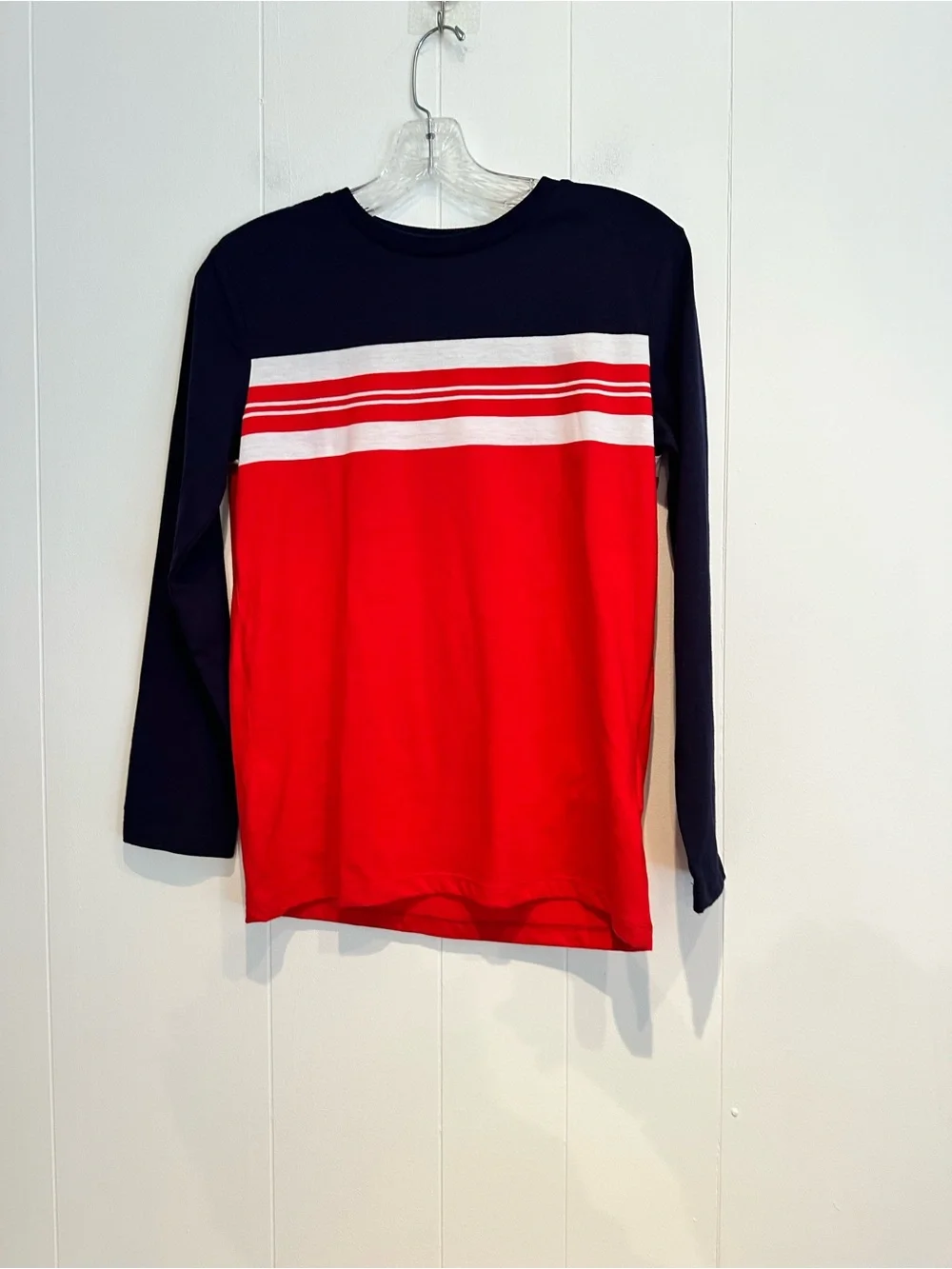 Old Navy Boys Colorblock Long Sleeve Tee Red Navy White XL 14-16 NWT